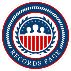 A red, white, and blue round logo with the words Records Page